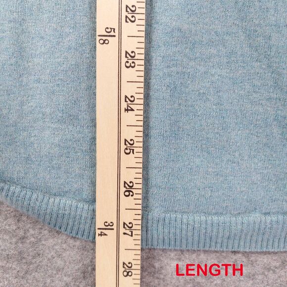 Cynthia Rowley Sweater Womens Large Blue Heather Cowl Neck Merino Wool Pullover - Picture 6 of 8